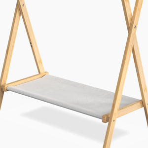 Freestanding Bamboo Clothes Rack with Shelves, Garment Rack for Bedroom (M)