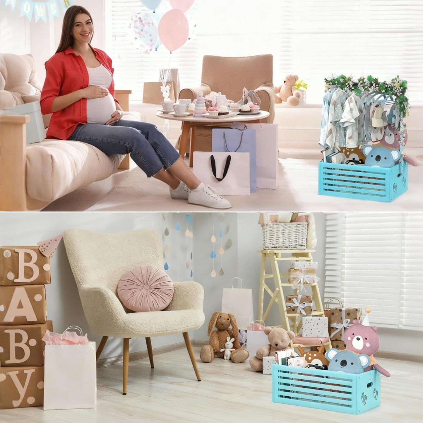 Multi-functional Bamboo Gift Basket - Big - Blue