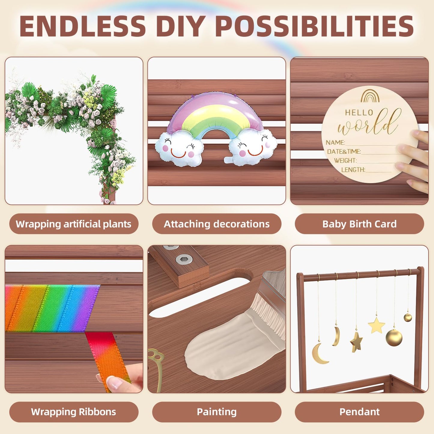 Multi-functional Bamboo Gift Basket - Big - Brown