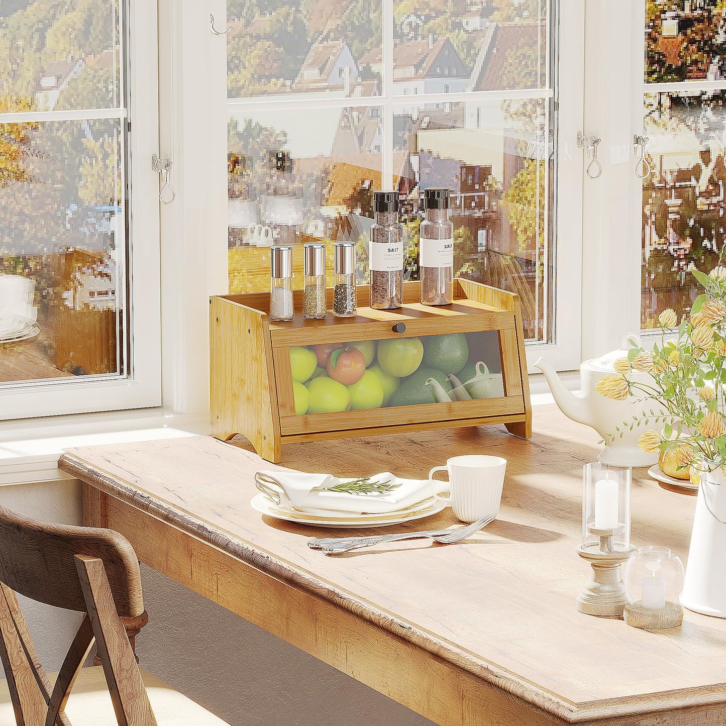 Mini Bamboo Bread Box -Natural