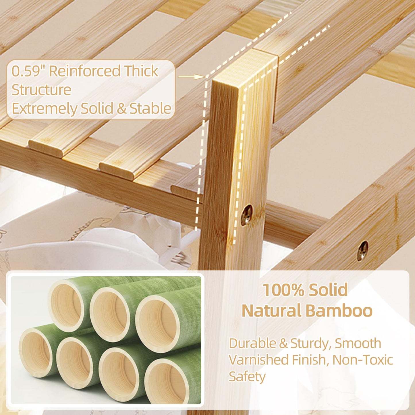 Bamboo Kids Clothing Rack with Shelves - Small Size