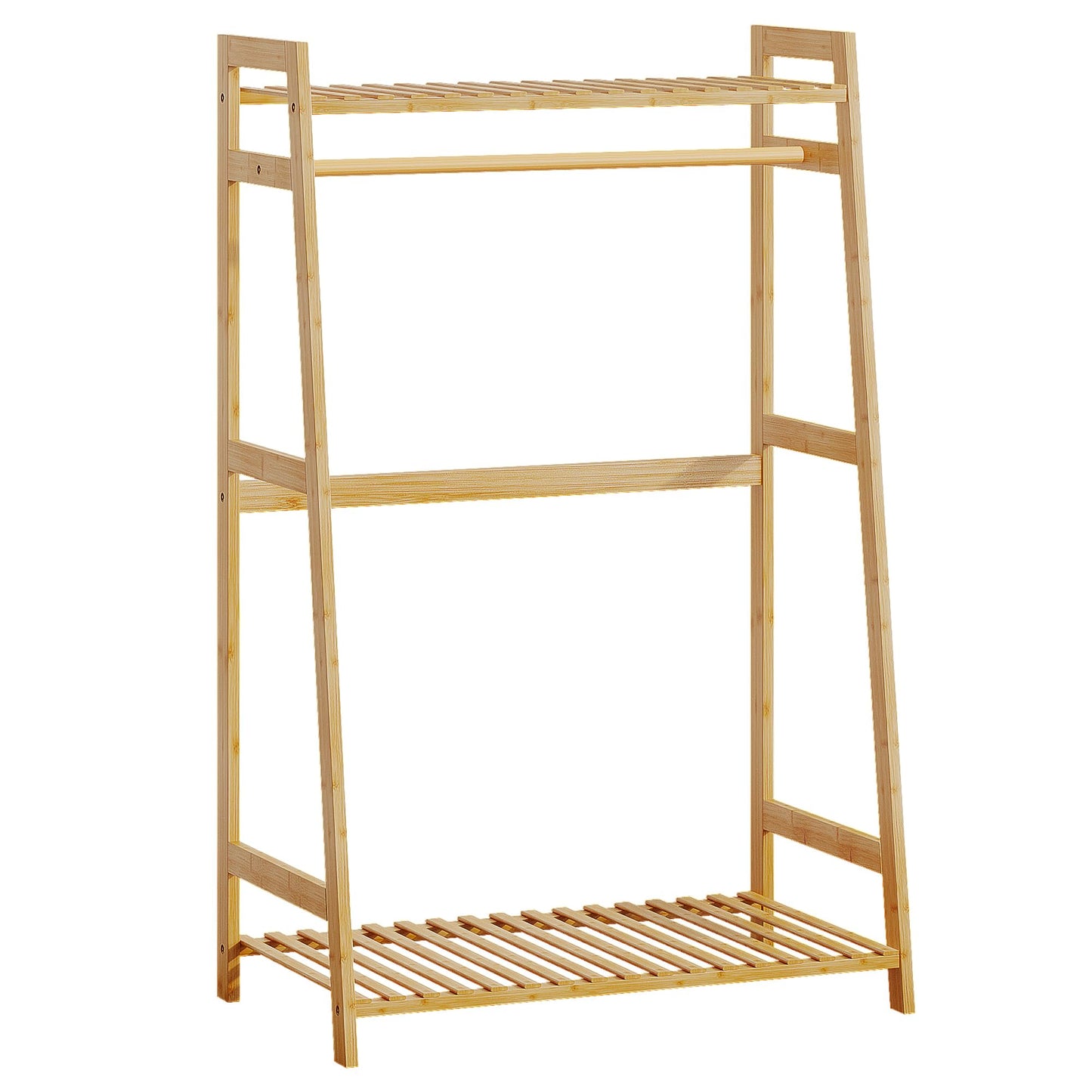 Bamboo Kids Clothing Rack with Shelves - Small Size